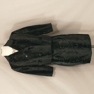 Fifties Suit Jet Black Faux Fur Straight Mini Skirt & Jacket Silky Flirty 50s